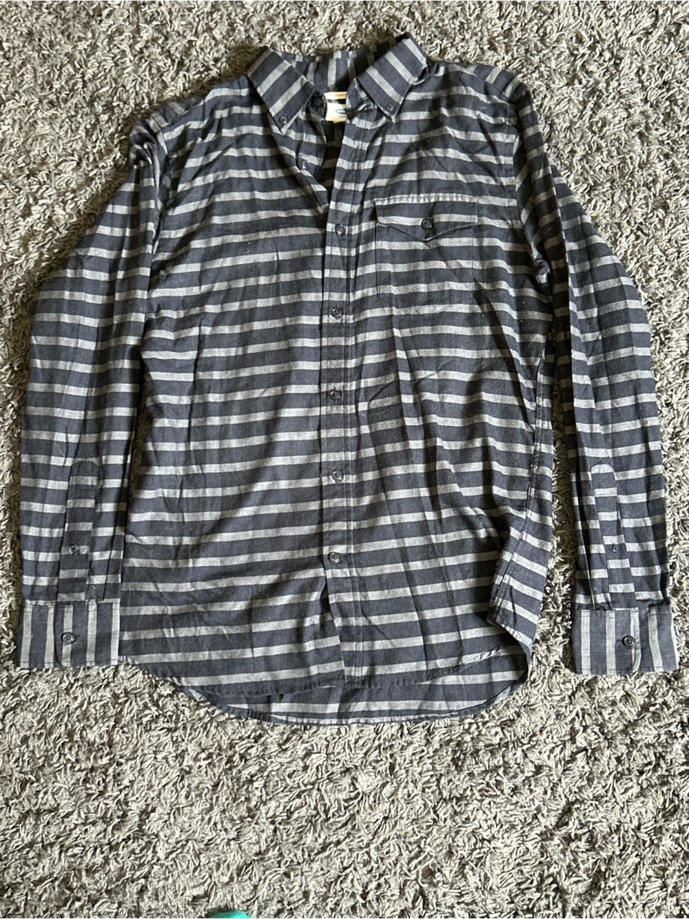 Old Navy Gray and Light Gray Striped Button-Up Shirt